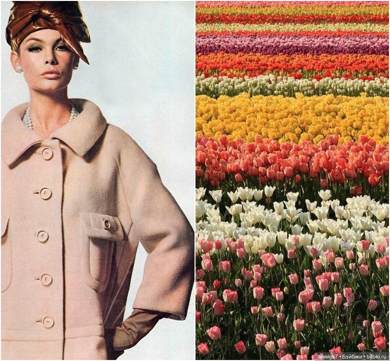 Весенние пальто 1950х и 1960х и тюльпаны