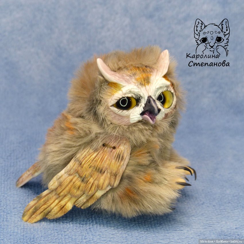 Совенок Ушастой Совы — Игрушки в смешанной технике (мех и глина): Арт