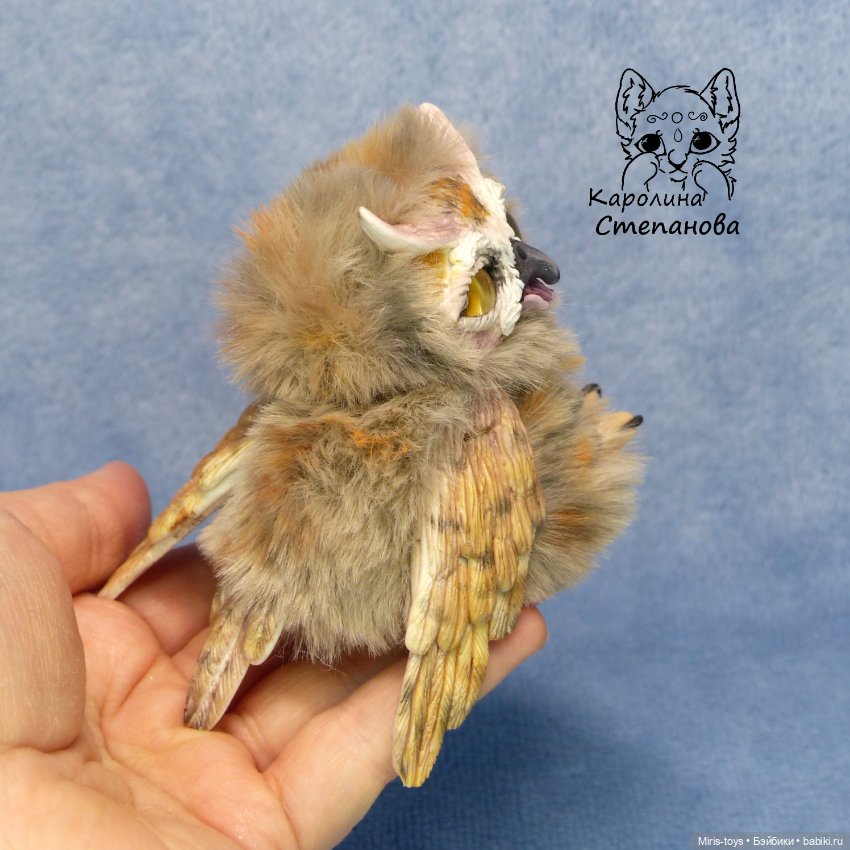 Совенок Ушастой Совы — Игрушки в смешанной технике (мех и глина): Арт (фото 10)