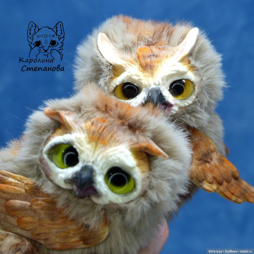 Семья Ушастых сов — Игрушки в смешанной технике (мех и глина): Арт (фото 7)
