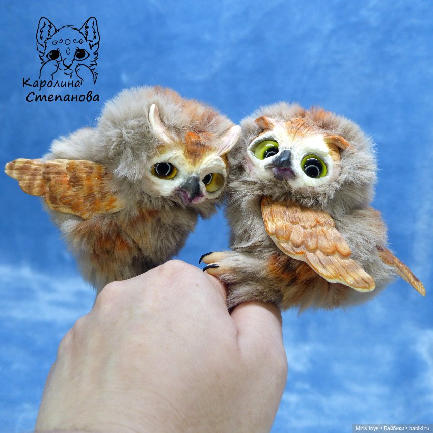 Семья Ушастых сов — Игрушки в смешанной технике (мех и глина): Арт (фото 9)
