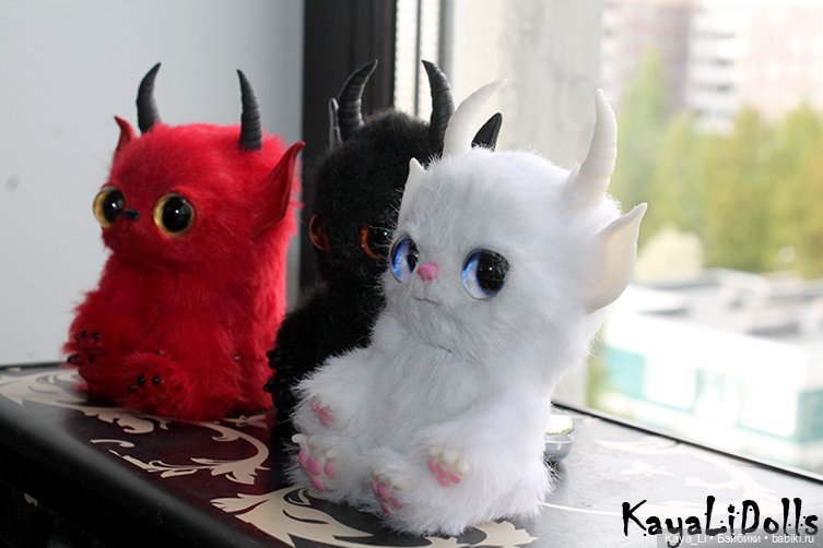 3 кота — Игрушки в смешанной технике (мех и глина): Арт