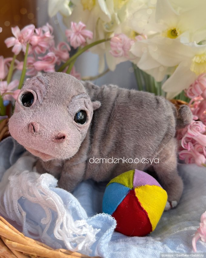 Бегемотик Гектор 🌸🩶🦛 — Реалистичные игрушки и звери (Натюр): собаки (фото 3)