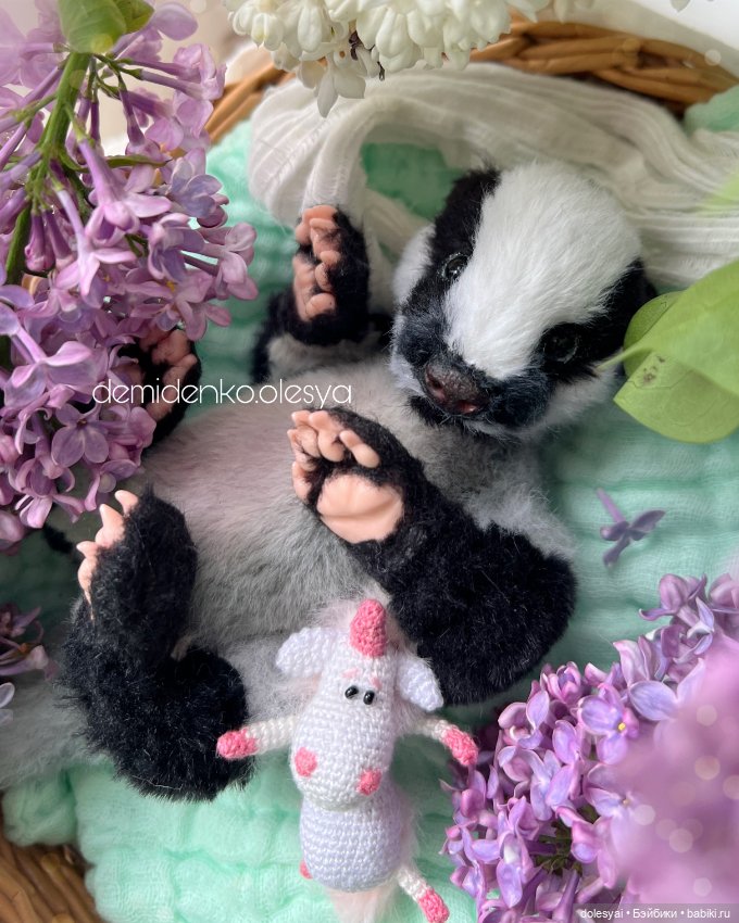 Барсук Миллисандра 🩷🦡 — Игрушки в смешанной технике (мех и глина): Арт (фото 6)