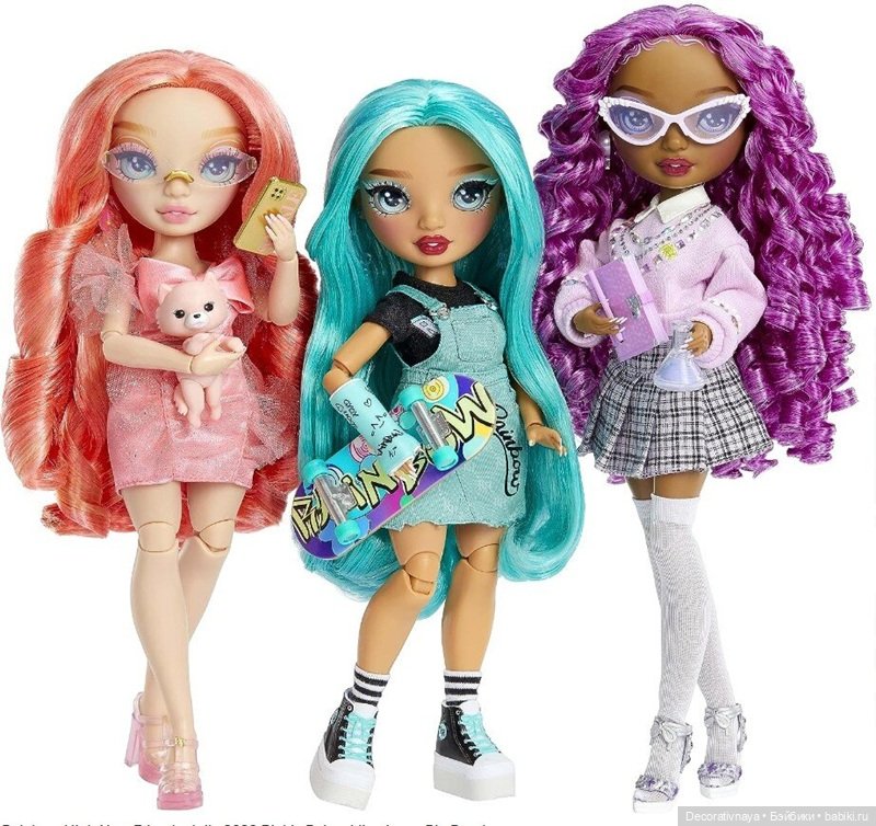 Rainbow High: Lilac Lane tall doll+Blu Brooks petit doll+Daria Roselyn Fashion Doll (фото 10)