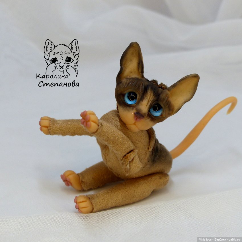 Котята породы Сфинкс — Игрушки в смешанной технике (мех и глина): Арт