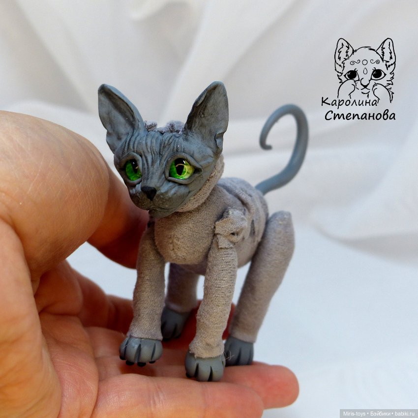 Котята породы Сфинкс — Игрушки в смешанной технике (мех и глина): Арт