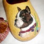 Тапки в технике мокрого валяния - Французский бульдог