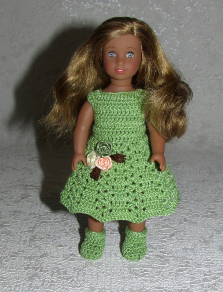 Авторское вязаное платье для кукол American Girl mini 16 см "Лето" (фото 9)