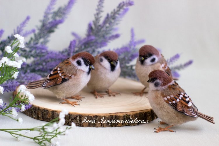 Воробушки — Валяные игрушки из шерсти: сухое валяние (фото 10)