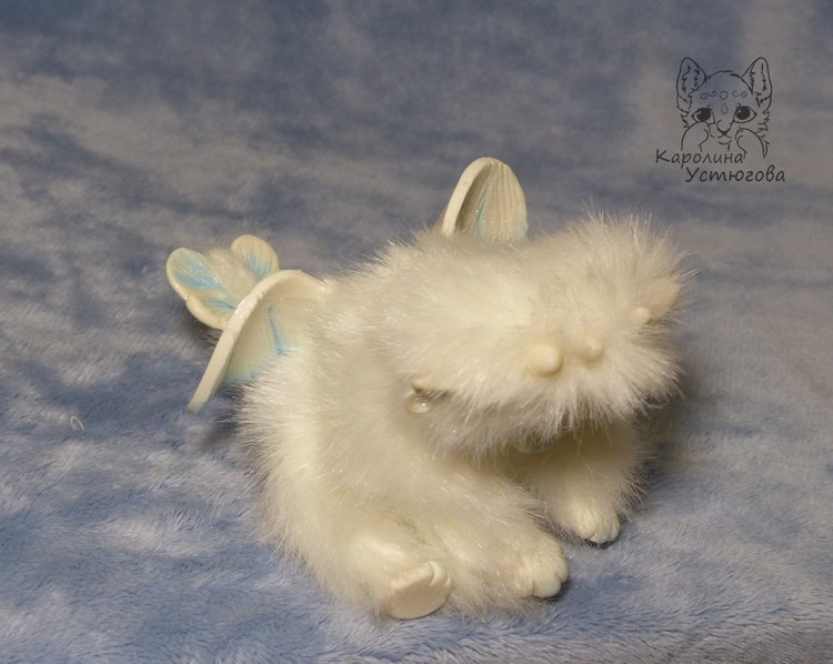 Дракончик стихии воздуха — Игрушки в смешанной технике (мех и глина): Арт