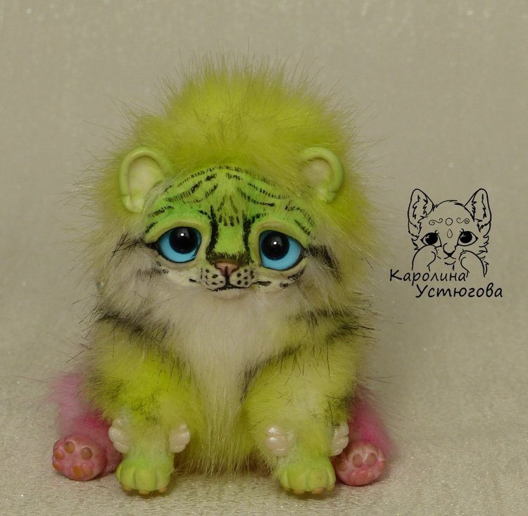 Ахисмио Тигровый — Игрушки в смешанной технике (мех и глина): Арт