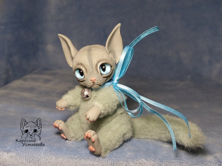 Кот Эльф-Защитник, Лео — Игрушки в смешанной технике (мех и глина): Арт (фото 6)