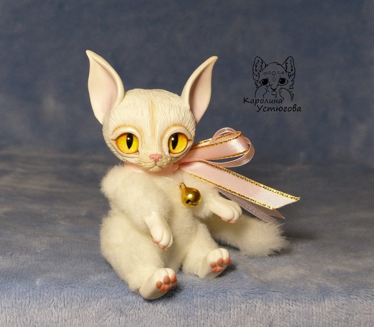 Кошечка Эльф - Муна — Игрушки в смешанной технике (мех и глина): Арт (фото 6)