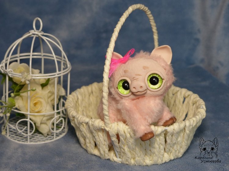 Свинка Эми — Игрушки в смешанной технике (мех и глина): Арт (фото 2)