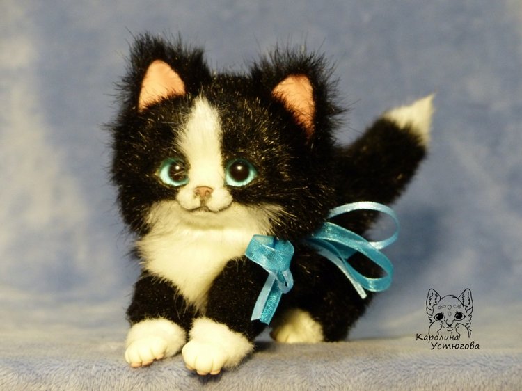 Кошечка Мякушка — Игрушки в смешанной технике (мех и глина): Арт (фото 3)