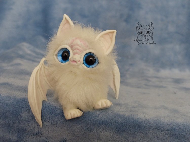 Белые летучие мышки — Игрушки в смешанной технике (мех и глина): Арт (фото 10)