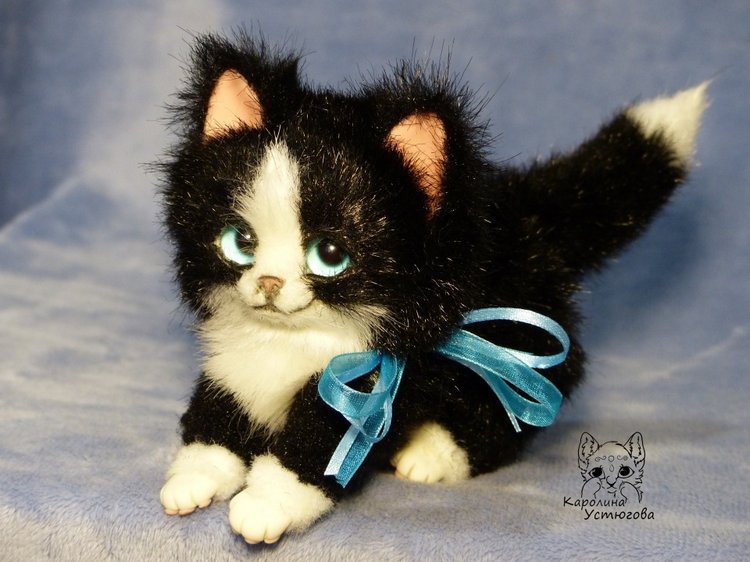 Кошечка Мякушка — Игрушки в смешанной технике (мех и глина): Арт (фото 2)