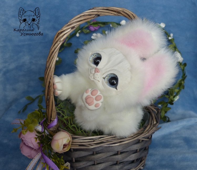 Зайчик. Просто зайчик — Игрушки в смешанной технике (мех и глина): Арт