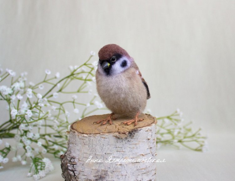 Воробушки — Валяные игрушки из шерсти: сухое валяние (фото 3)