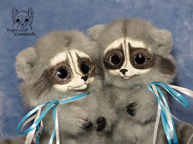 Сероглазые Еноты — Игрушки в смешанной технике (мех и глина): Арт
