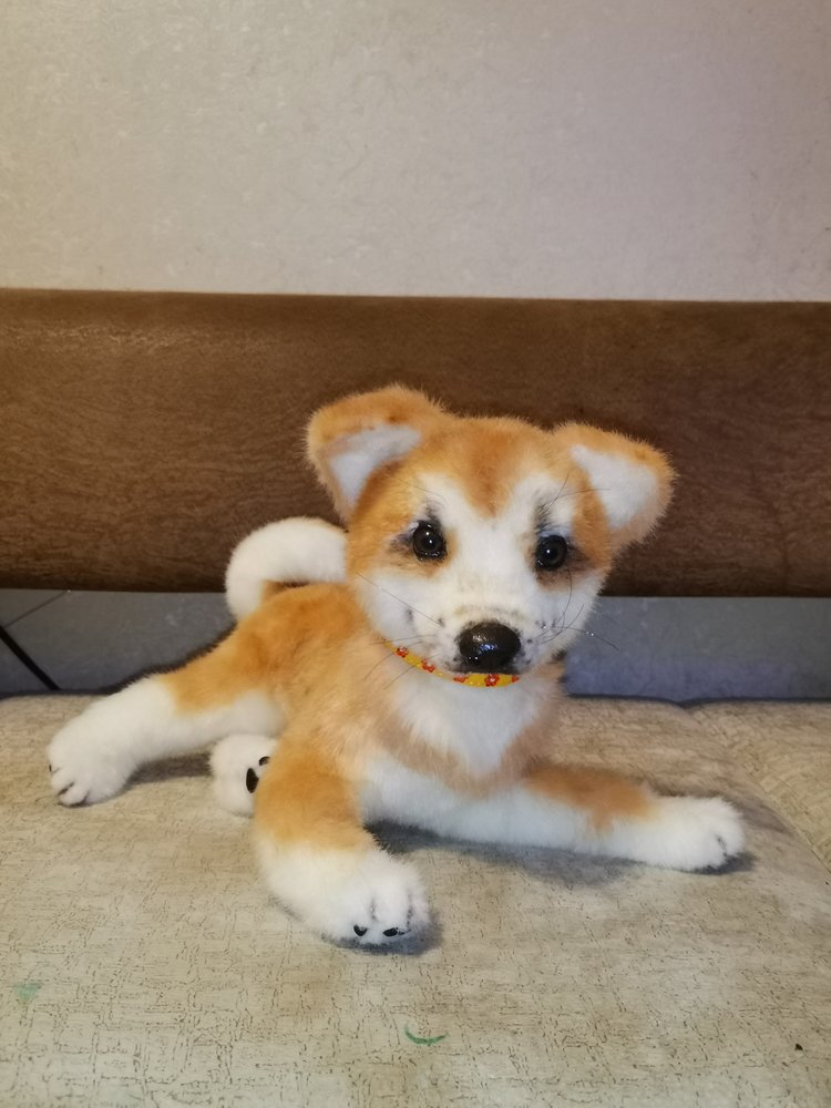 Акито щенок — Игрушки в смешанной технике (мех и глина): Арт