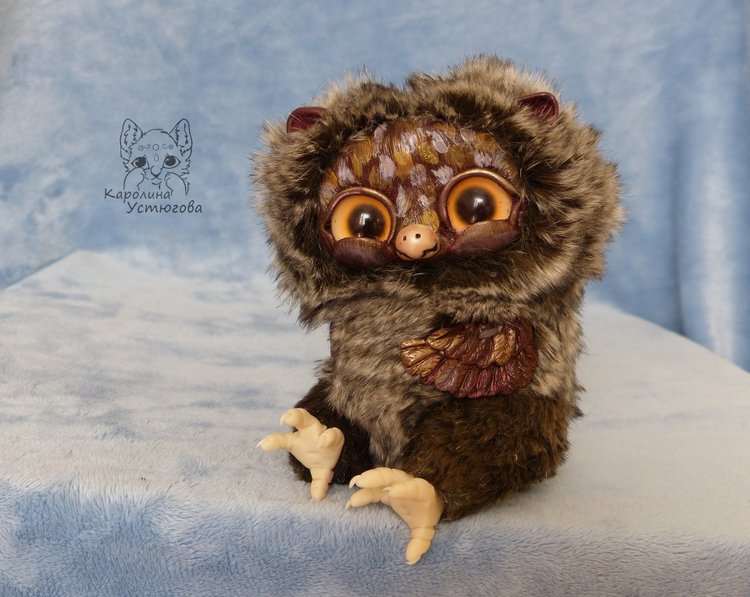 Счастливые совушки — Игрушки в смешанной технике (мех и глина): Арт