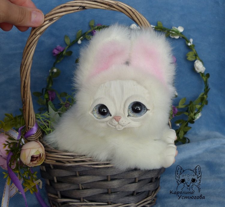 Зайчик. Просто зайчик — Игрушки в смешанной технике (мех и глина): Арт