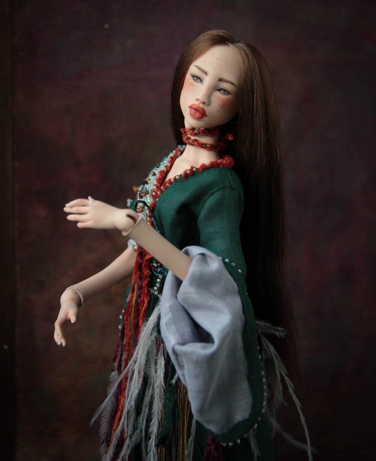 Инди. Волшебная лиса. Фарфоровая шарнирная кукла (фото 7)