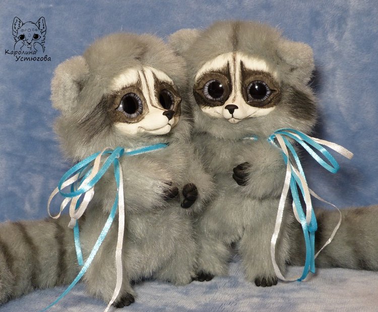 Сероглазые Еноты — Игрушки в смешанной технике (мех и глина): Арт (фото 2)