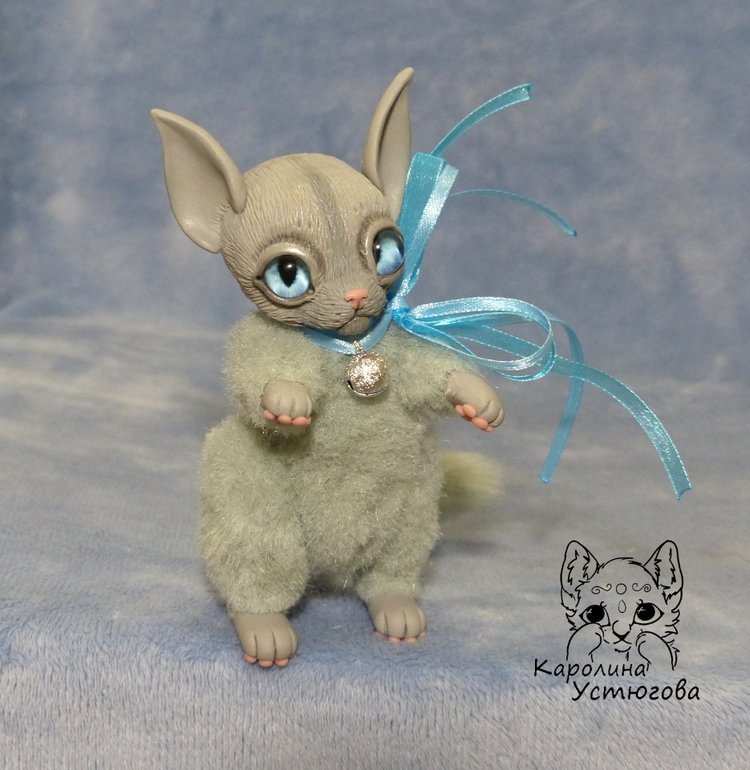 Кот Эльф-Защитник, Лео — Игрушки в смешанной технике (мех и глина): Арт (фото 9)