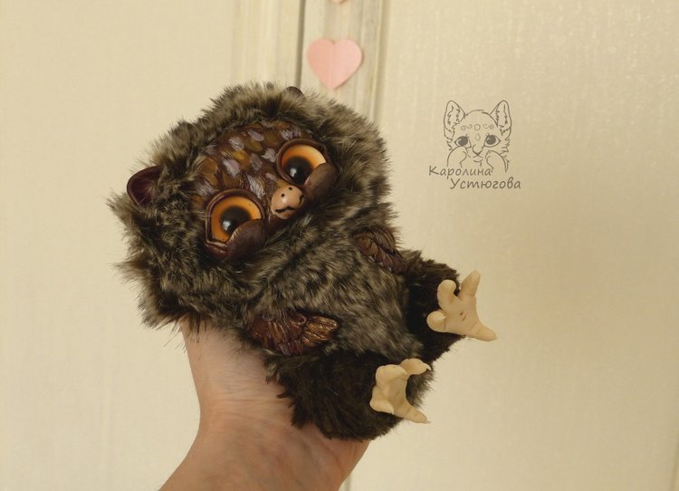 Счастливые совушки — Игрушки в смешанной технике (мех и глина): Арт (фото 7)