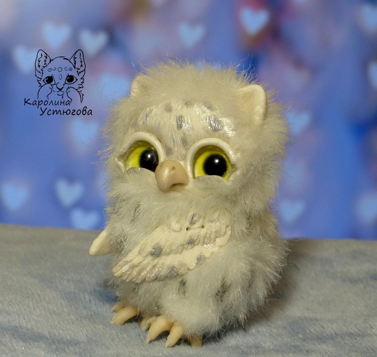 Счастливые совята — Игрушки в смешанной технике (мех и глина): Арт