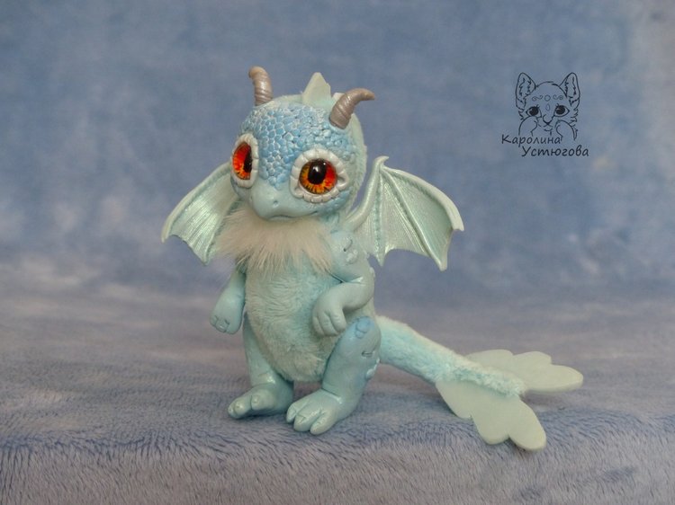 Голубой дракон — Игрушки в смешанной технике (мех и глина): Арт (фото 5)