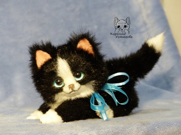 Кошечка Мякушка — Игрушки в смешанной технике (мех и глина): Арт (фото 5)