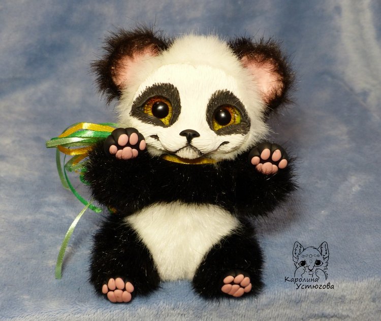 Семейка Панд — Игрушки в смешанной технике (мех и глина): Арт (фото 5)