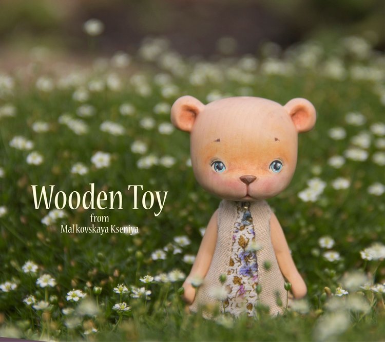 Мишка девочка с глазами из самого синего льда (вырезана из кедра, пахнет медом) (фото 3)