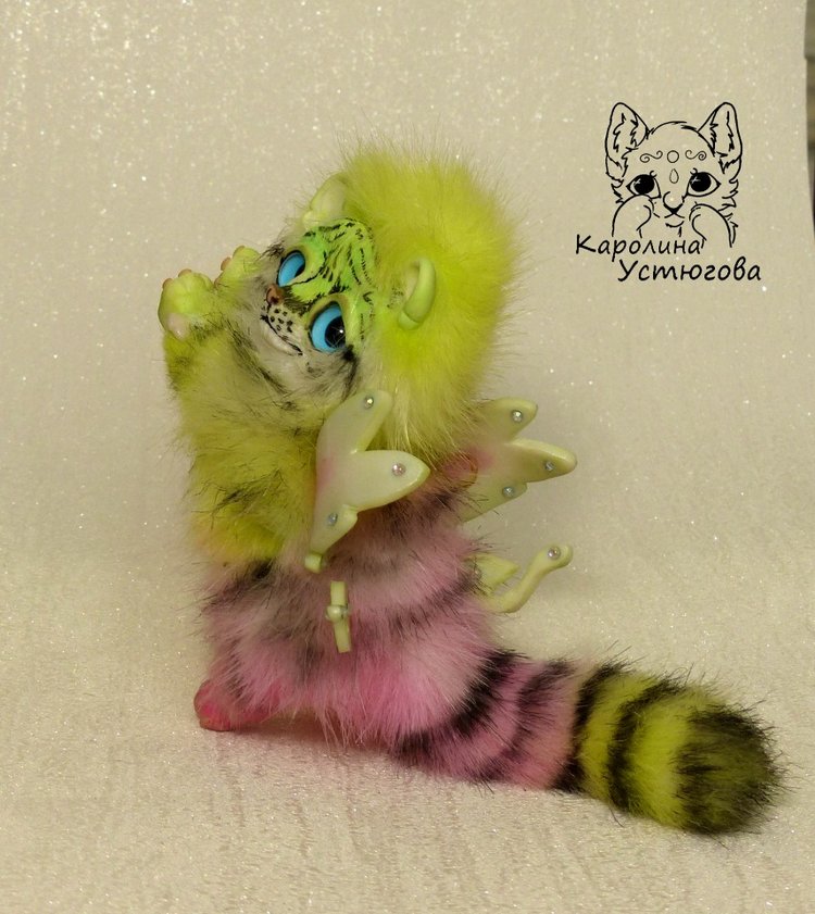 Ахисмио Тигровый — Игрушки в смешанной технике (мех и глина): Арт
