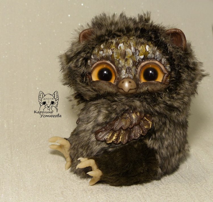 Счастливая сова — Игрушки в смешанной технике (мех и глина): Арт (фото 5)