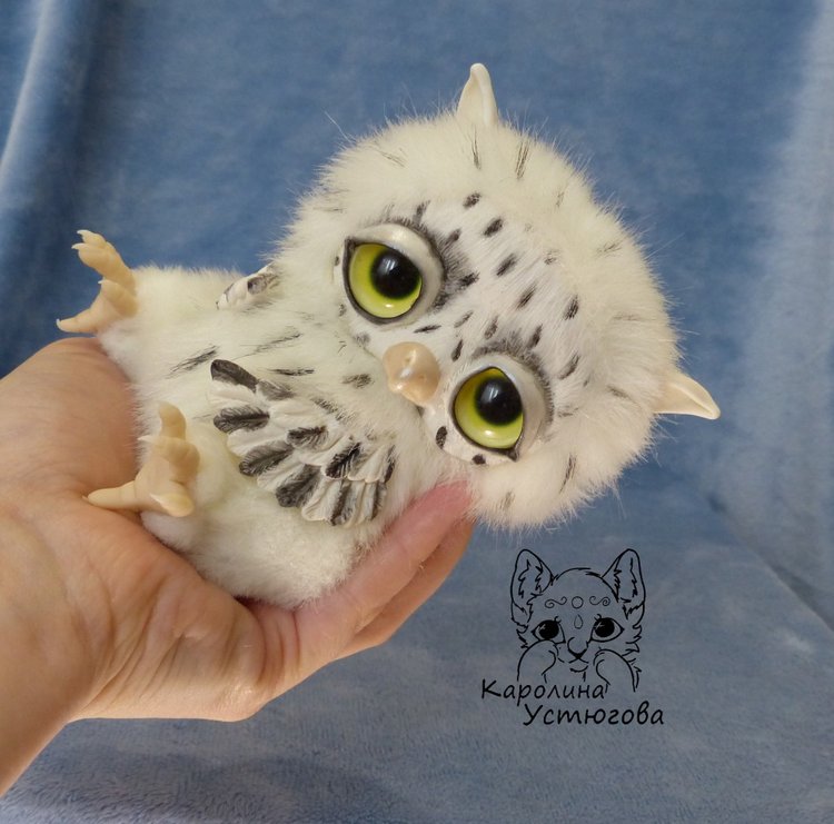 Большой совенок Бу-Бо — Игрушки в смешанной технике (мех и глина): Арт