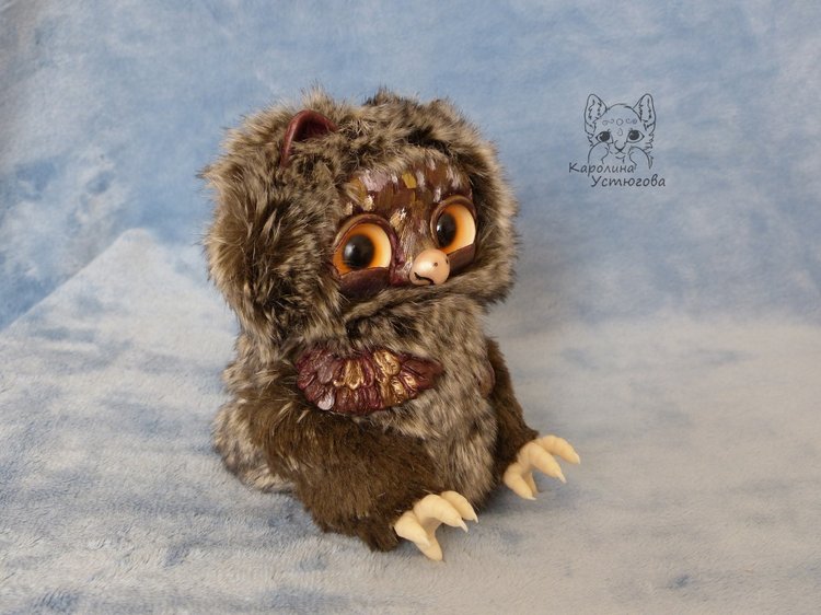 Счастливые совушки — Игрушки в смешанной технике (мех и глина): Арт