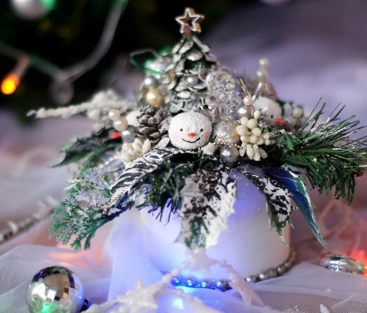 Букетик снеговиков — Авторские игрушки из разных материалов: синельная проволока (фото 3)