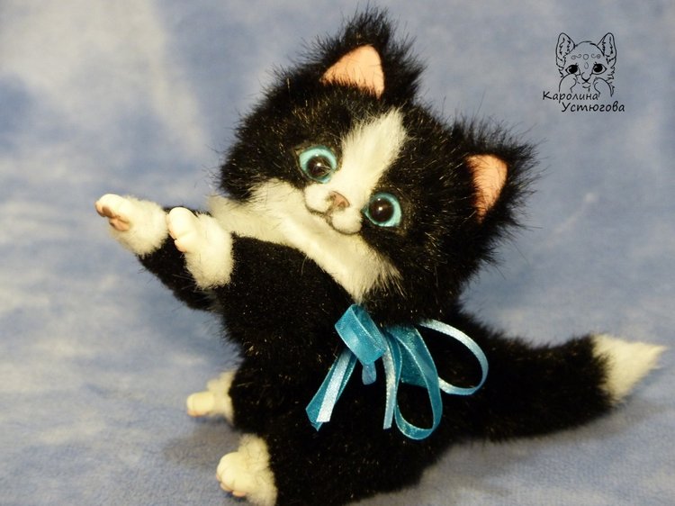Кошечка Мякушка — Игрушки в смешанной технике (мех и глина): Арт (фото 6)