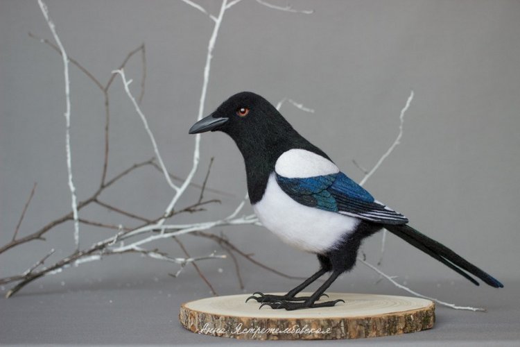 Сорока-белобока — Валяные игрушки из шерсти: сухое валяние