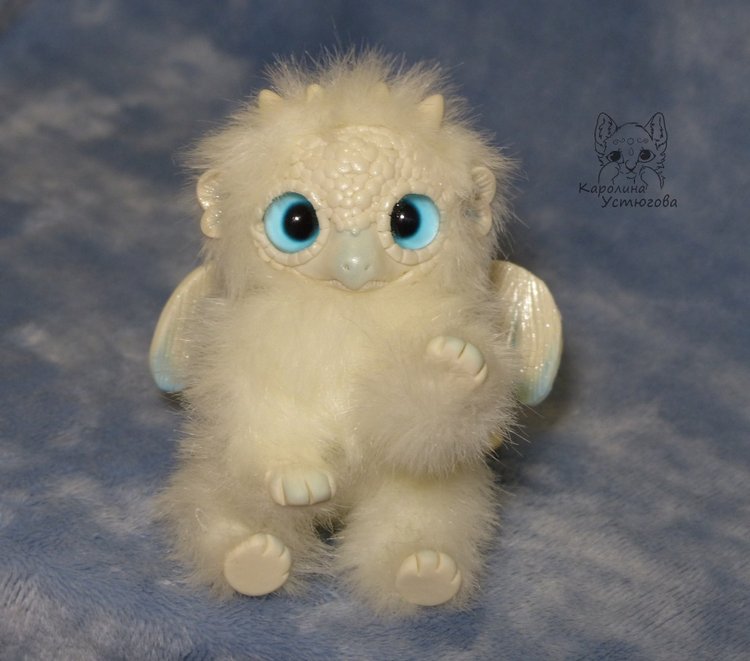 Дракончик стихии воздуха — Игрушки в смешанной технике (мех и глина): Арт