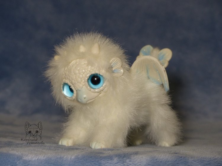 Дракончик стихии воздуха — Игрушки в смешанной технике (мех и глина): Арт (фото 6)