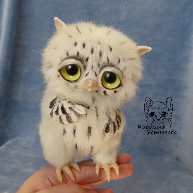 Большой совенок Бу-Бо — Игрушки в смешанной технике (мех и глина): Арт