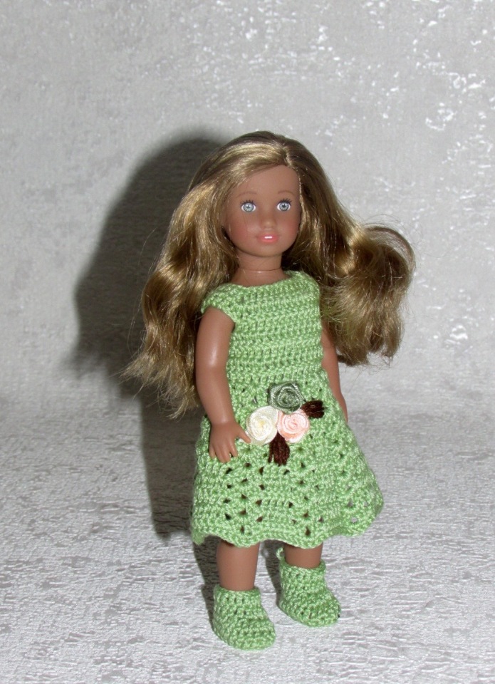 Авторское вязаное платье для кукол American Girl mini 16 см "Лето" (фото 3)