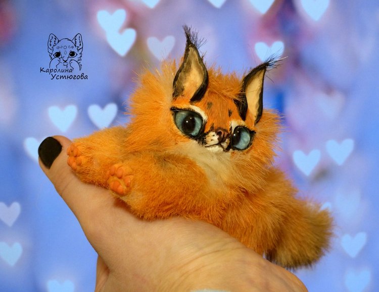 Детеныши Каракала — Игрушки в смешанной технике (мех и глина): Арт (фото 5)