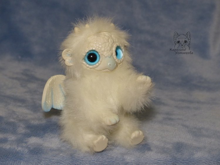 Дракончик стихии воздуха — Игрушки в смешанной технике (мех и глина): Арт